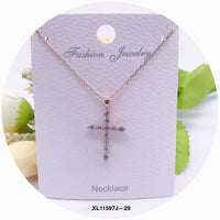 Cross Design Crystal Pendant Necklace