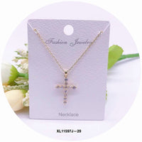 Cross Design Crystal Pendant Necklace