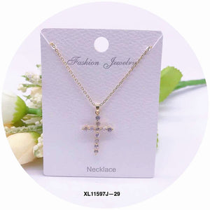 Cross Design Crystal Pendant Necklace