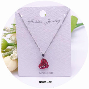 "LOVE" Heart Design Crystal Necklace