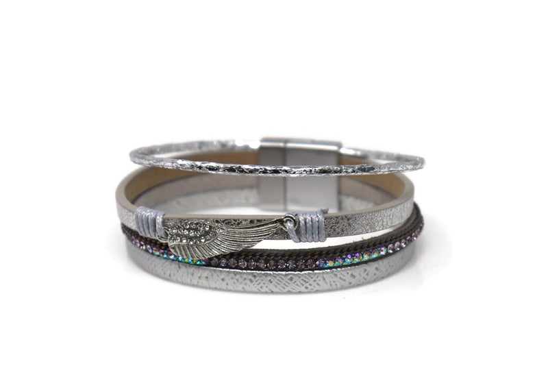 Crystal Angel wing Charm Bracelets with Magnetic Clasp.