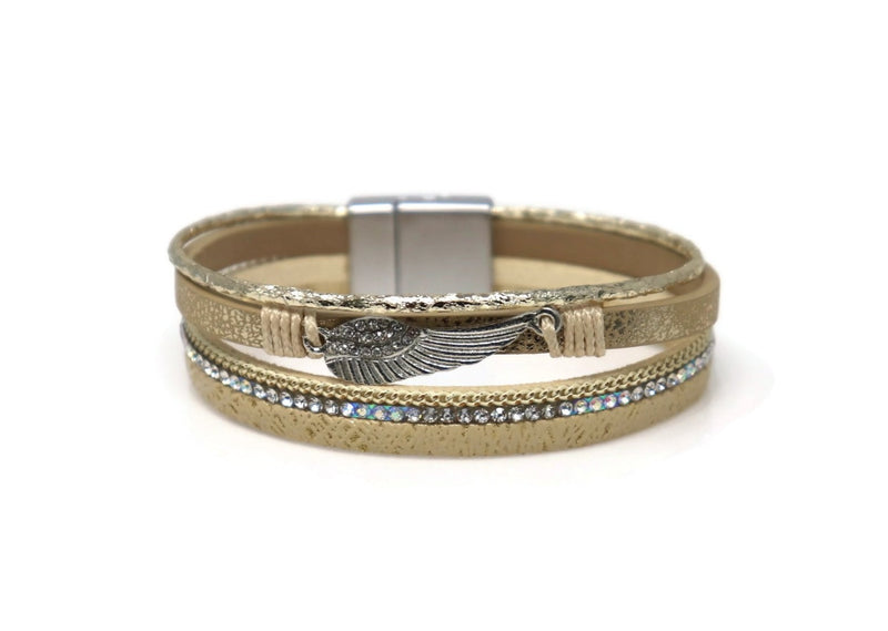 Crystal Angel wing Charm Bracelets with Magnetic Clasp.