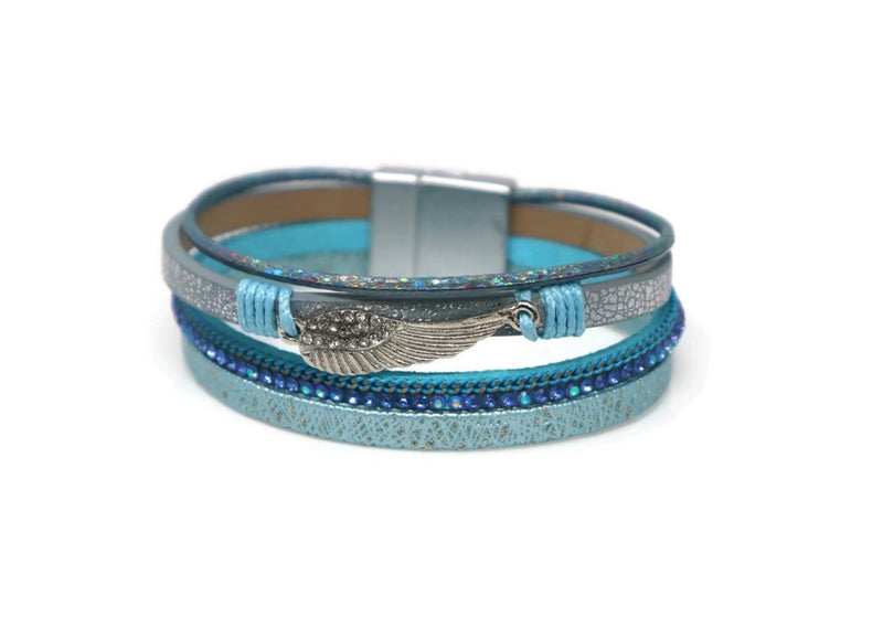 Crystal Angel wing Charm Bracelets with Magnetic Clasp.