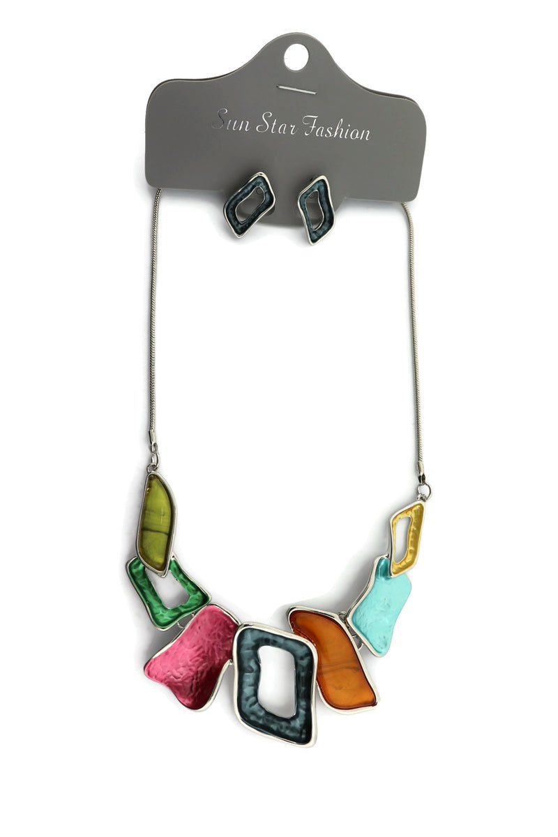 Glass stone CZ Necklace Earrings Mangtika set vm color – Swatam Fashion