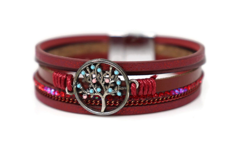 Multiple Layer Tree Design Bracelet with Magnetic Clasp
