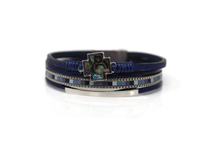 Fashion Narrow Bracelet with a Abalone charm Magnetic Clasp