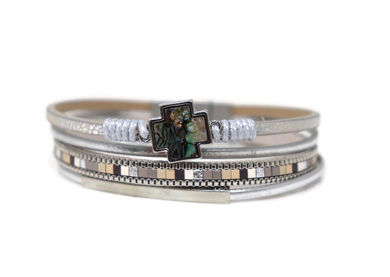 Fashion Narrow Bracelet with a Abalone charm Magnetic Clasp