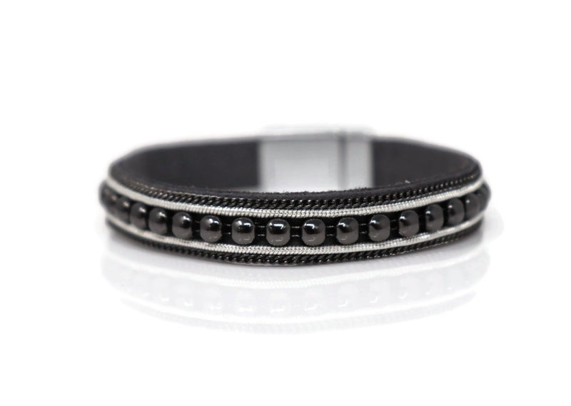 Fashion a Row of Beads Narrow Bracelets with Magnetic Clasp