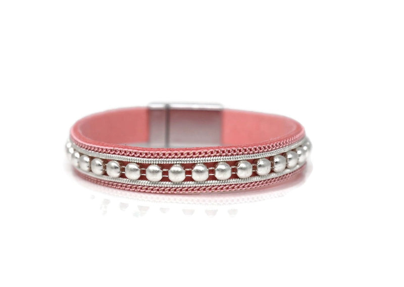 Fashion a Row of Beads Narrow Bracelets with Magnetic Clasp