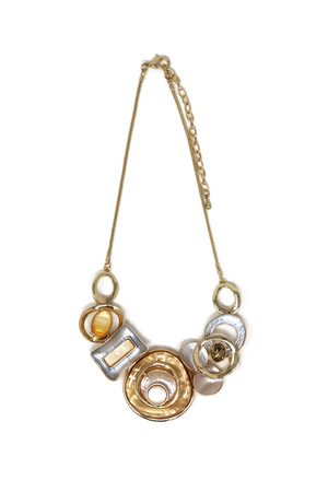 Crystal Circle Design Short Chain Necklace