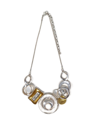 Crystal Circle Design Short Chain Necklace