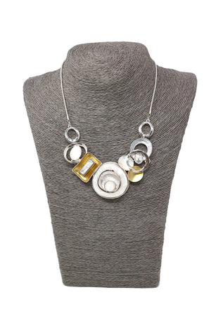 Crystal Circle Design Short Chain Necklace