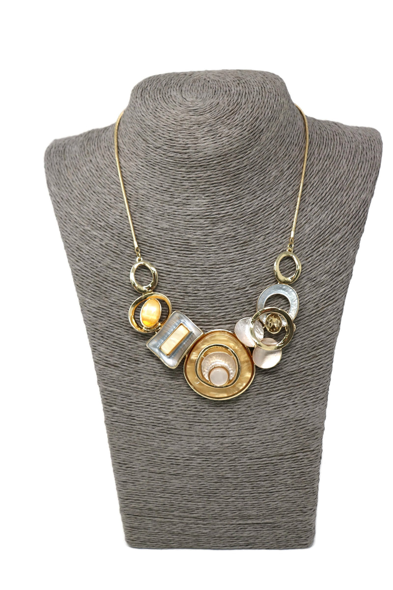 Crystal Circle Design Short Chain Necklace