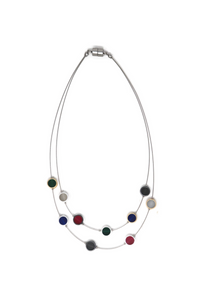 Two Layers Colorful Circle Design Short Chain Necklace