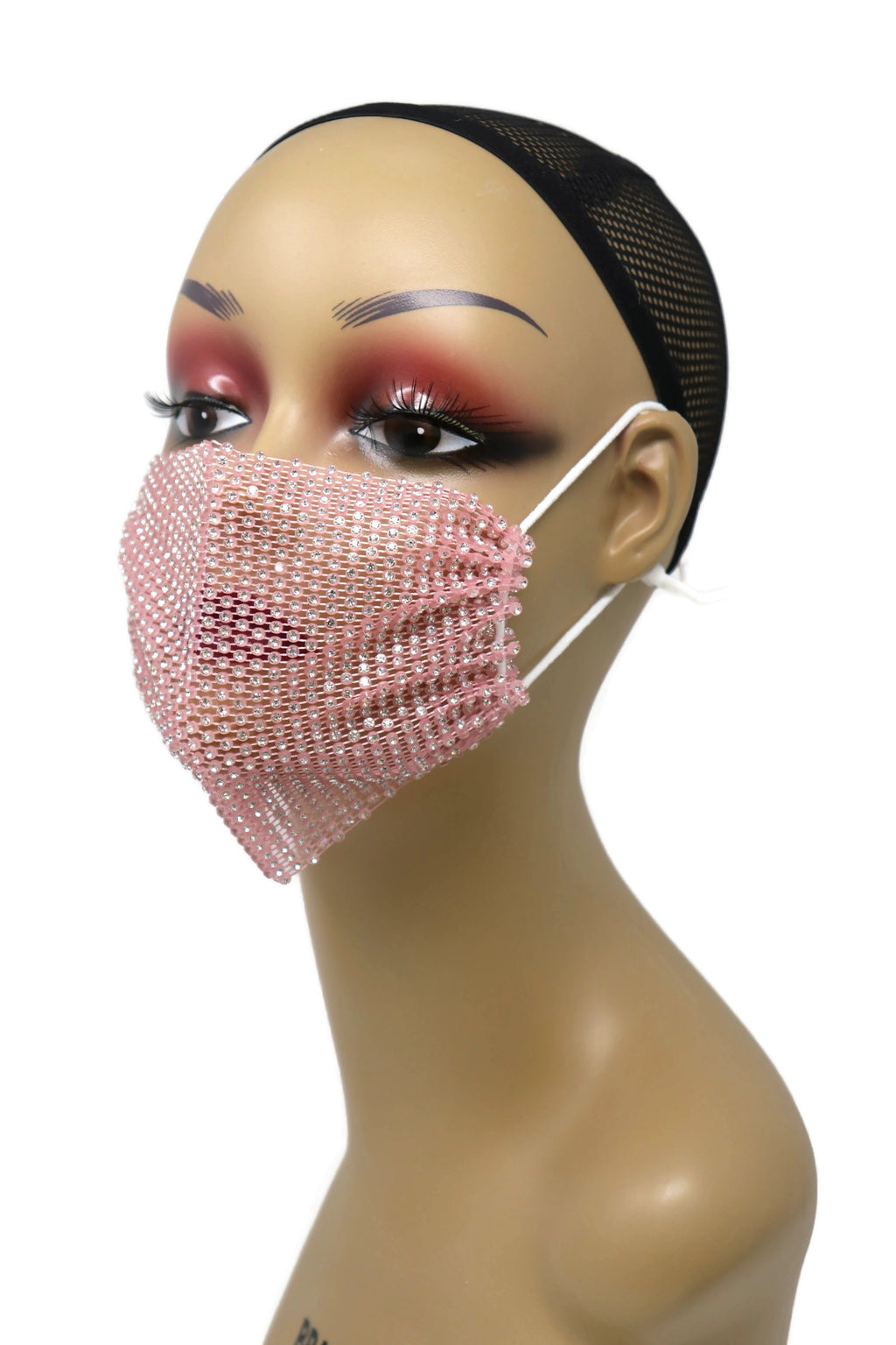 Grid Rhinestone Crystal Mask(Pink)