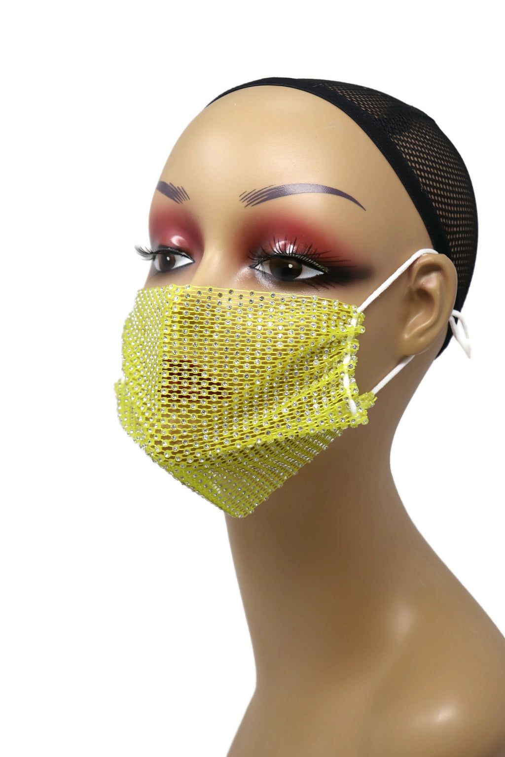 Grid Rhinestone Crystal Mask(Yellow)