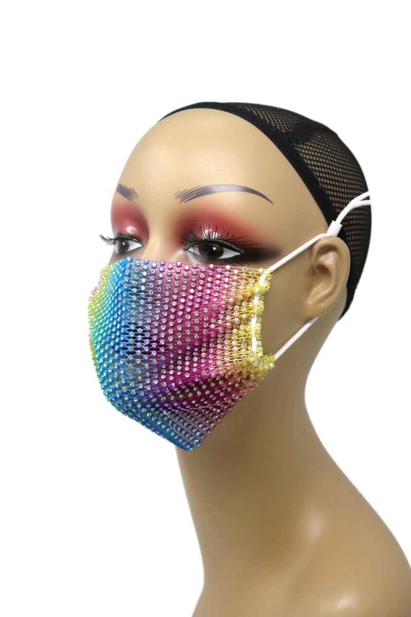 Grid Rhinestone Crystal Mask(Multi color)