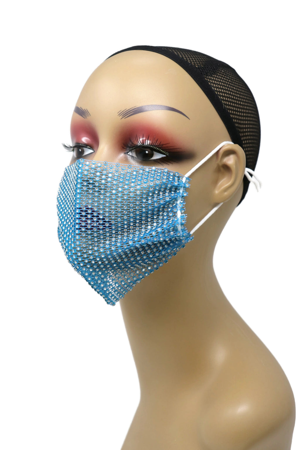 Grid Rhinestone Crystal Mask(Blue)