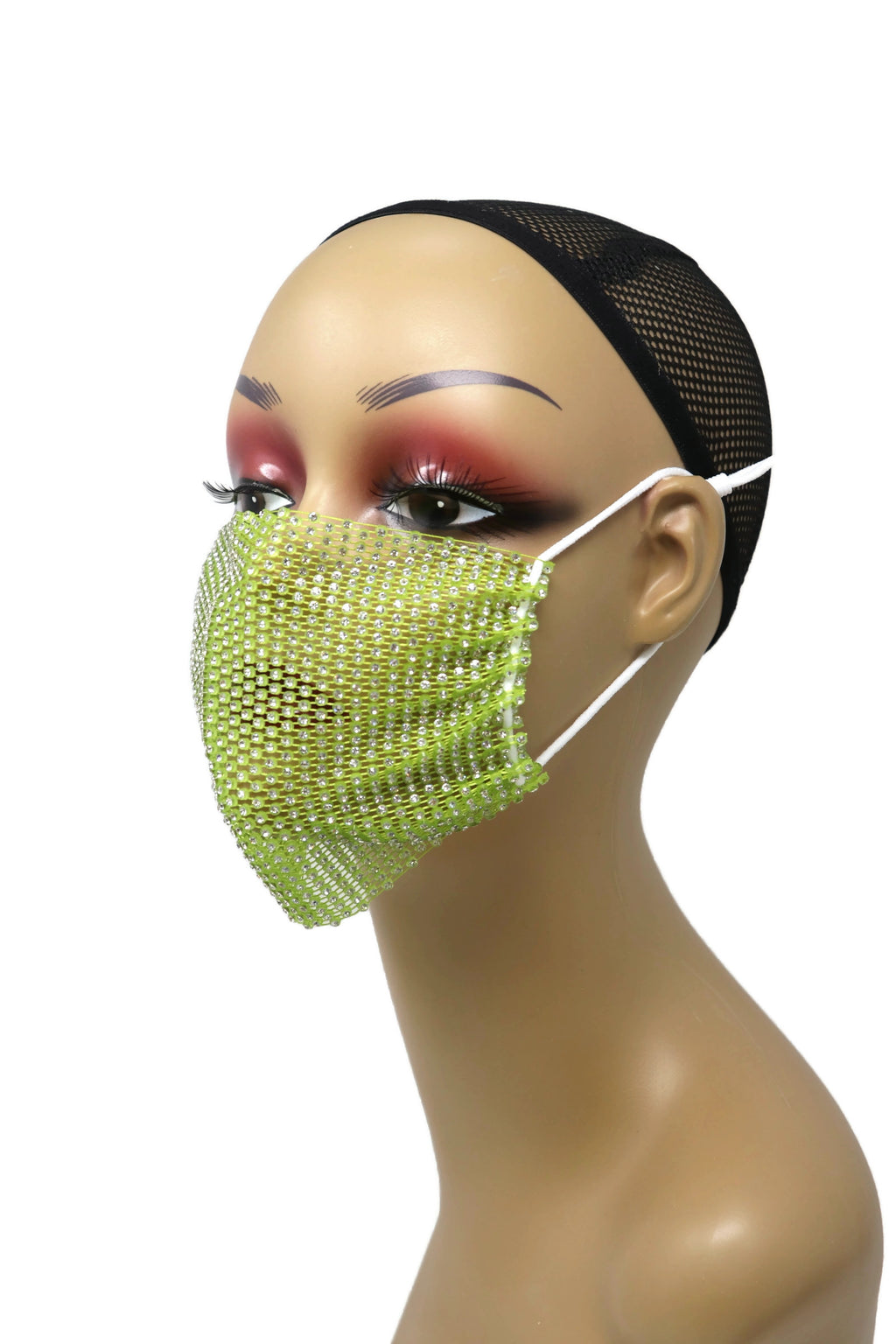 Grid Rhinestone Crystal Mask(Lime)