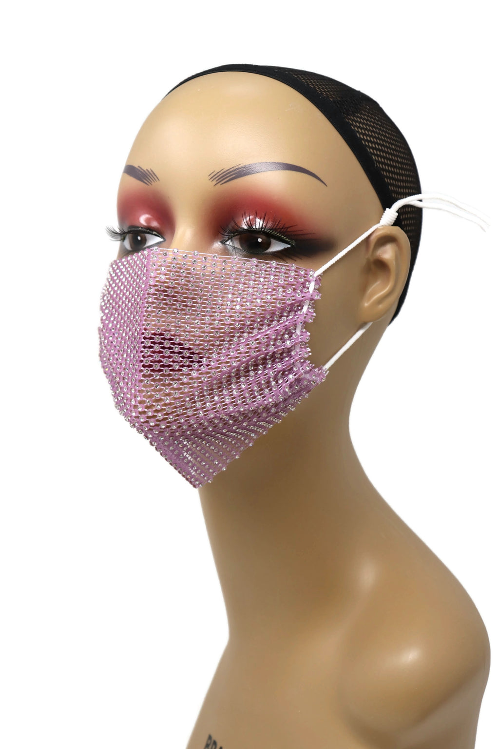 Grid Rhinestone Crystal Mask(Light Purple)