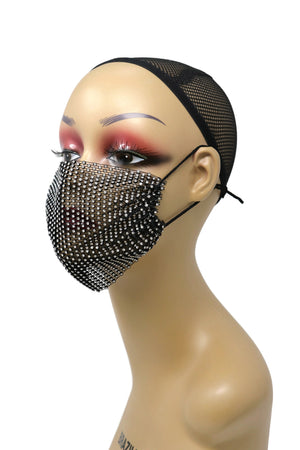 Grid Rhinestone Crystal Mask (Black clear)