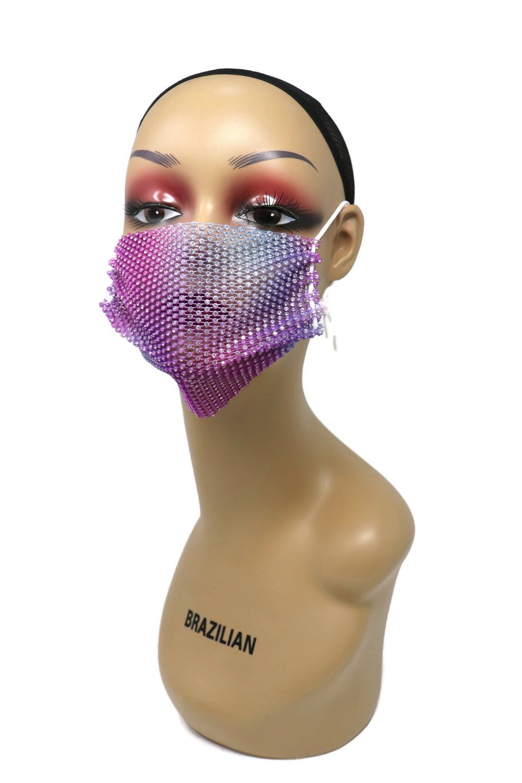 Grid Rhinestone Crystal Mask (Purple Multi)
