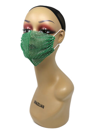 Grid Rhinestone Crystal Mask (Green)
