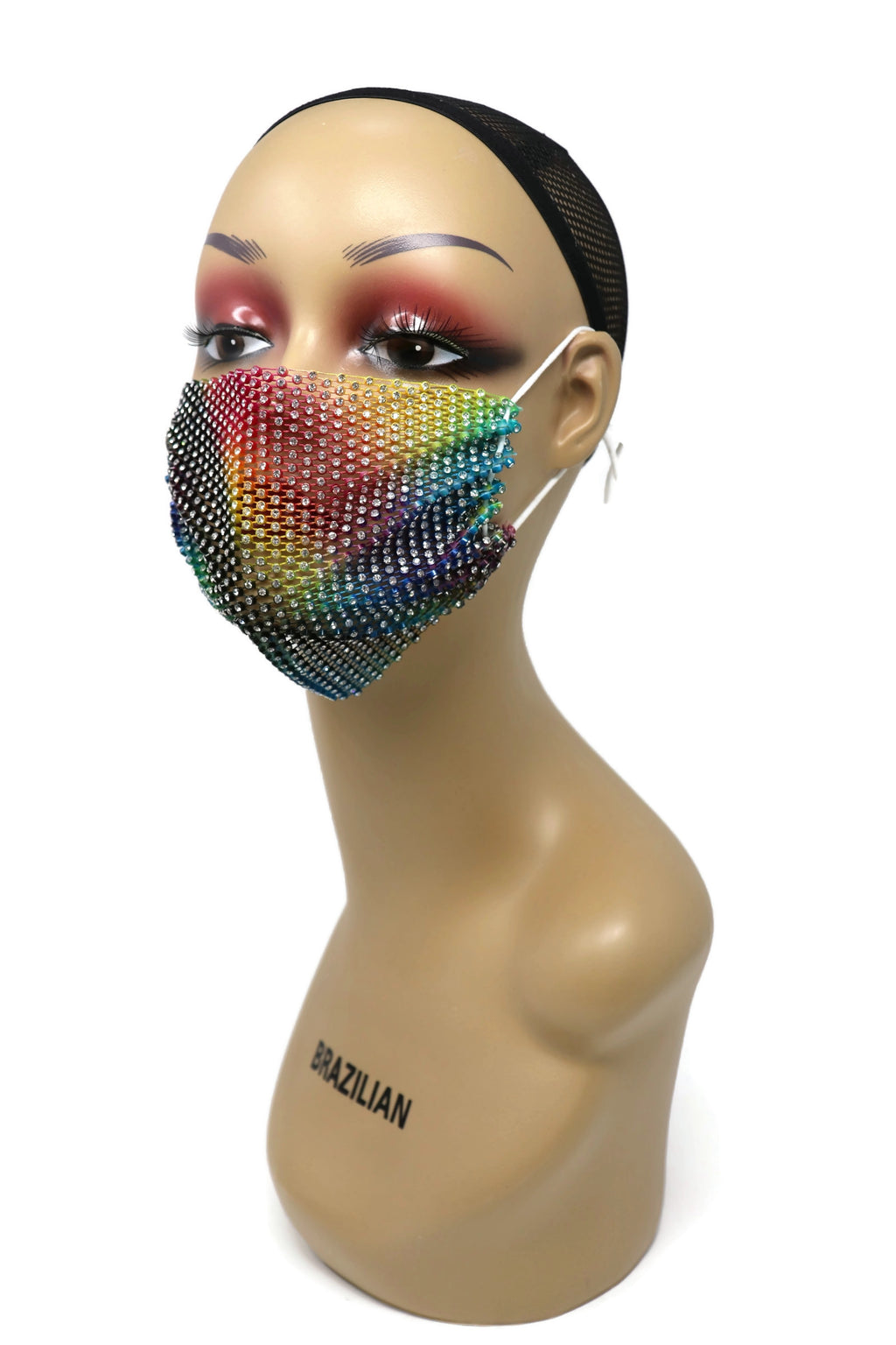 Grid Rhinestone Crystal Mask(Dark Multi Color)