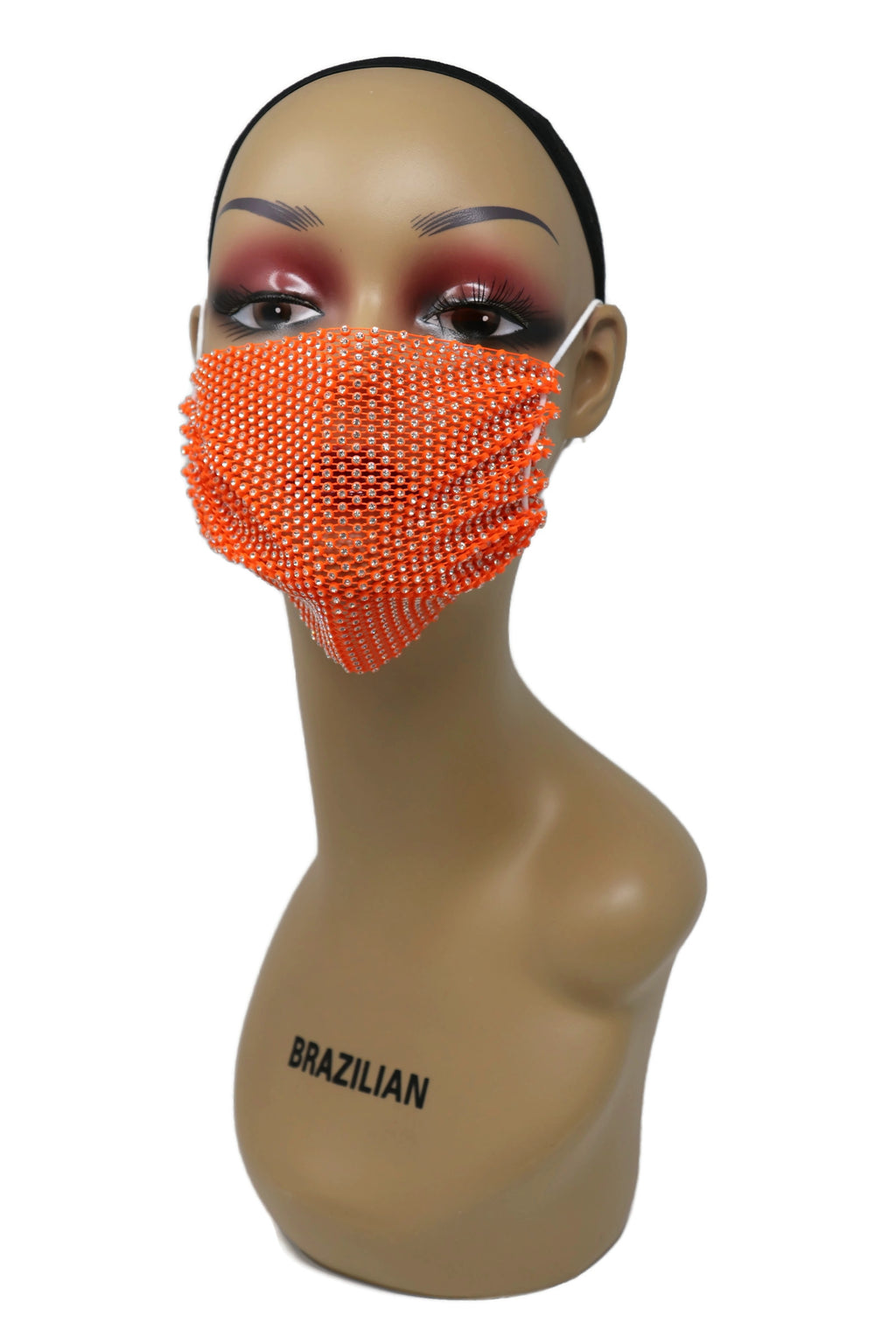 Grid Rhinestone Crystal Mask(Orange)