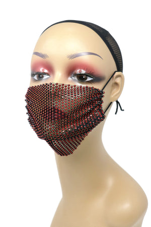 Grid Rhinestone Crystal Mask （red black）SOLDOut