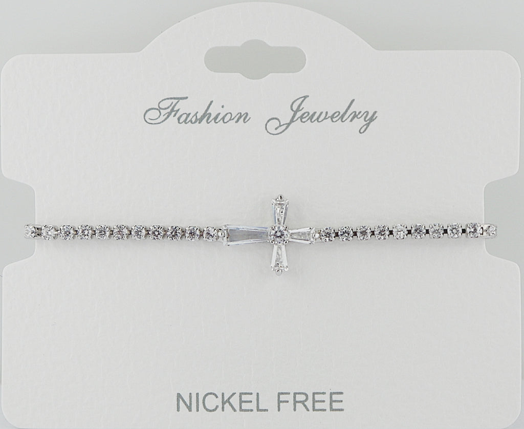 C.Z Crystal Cross Adjustable Bracelet