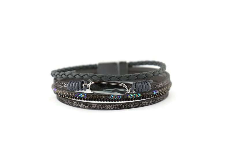 Magnetic Closure Leather Bracelet