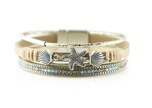 "Starfish" Leather Magnetic Bracelet