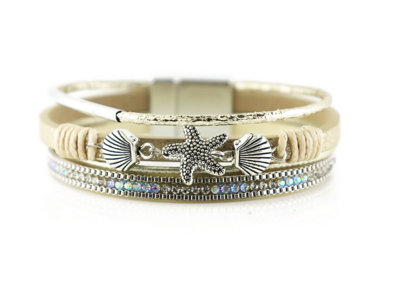 "Starfish" Leather Magnetic Bracelet