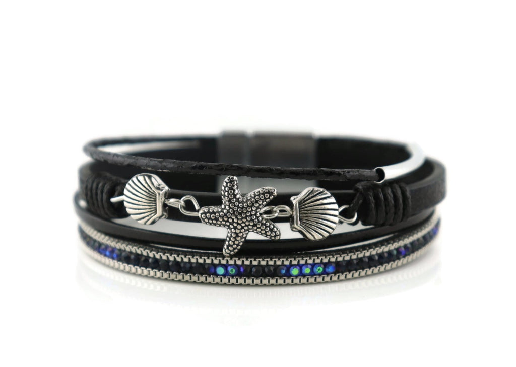 "Starfish" Leather Magnetic Bracelet