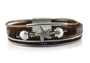 "Starfish" Leather Magnetic Bracelet