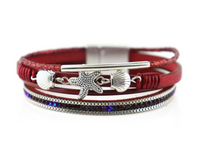 "Starfish" Leather Magnetic Bracelet