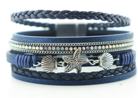 “Starfish and shell” Leather Magntic Bracelet