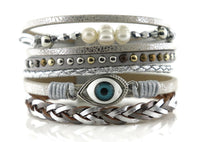 "Evil eye" Leather Magnetic Bracelet