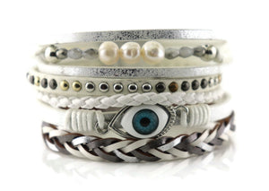 "Evil eye" Leather Magnetic Bracelet