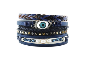 "Evil eye" Leather Magnetic Bracelet