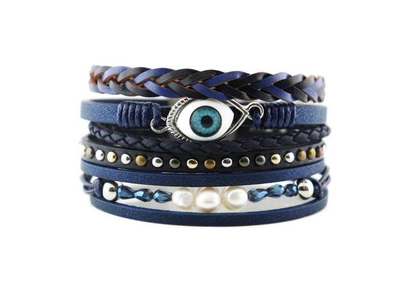 "Evil eye" Leather Magnetic Bracelet