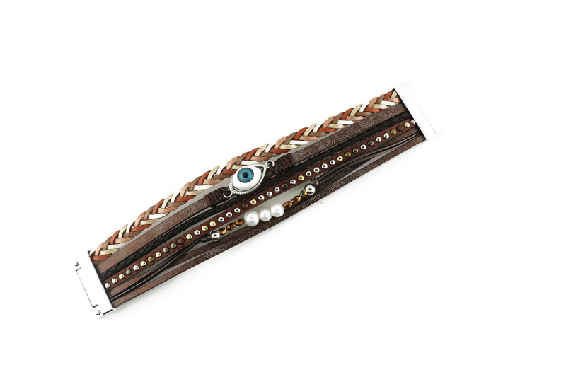 "Evil eye" Leather Magnetic Bracelet