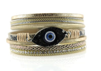 "Evil eye" magnetic leather bracelet