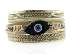 "Evil eye" magnetic leather bracelet