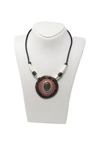 Leather rope with round pendant necklace