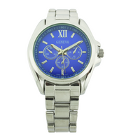 Round Face Lady Link Watch With 3 Small Eyes（Silver）