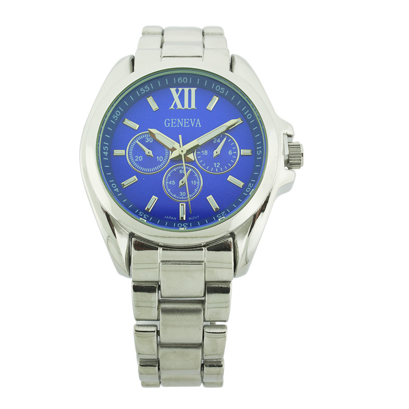 Round Face Lady Link Watch With 3 Small Eyes（Silver）