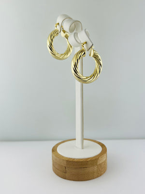 C.Z Rhodium Plated Crystal Huggie Earring (Two sizes)