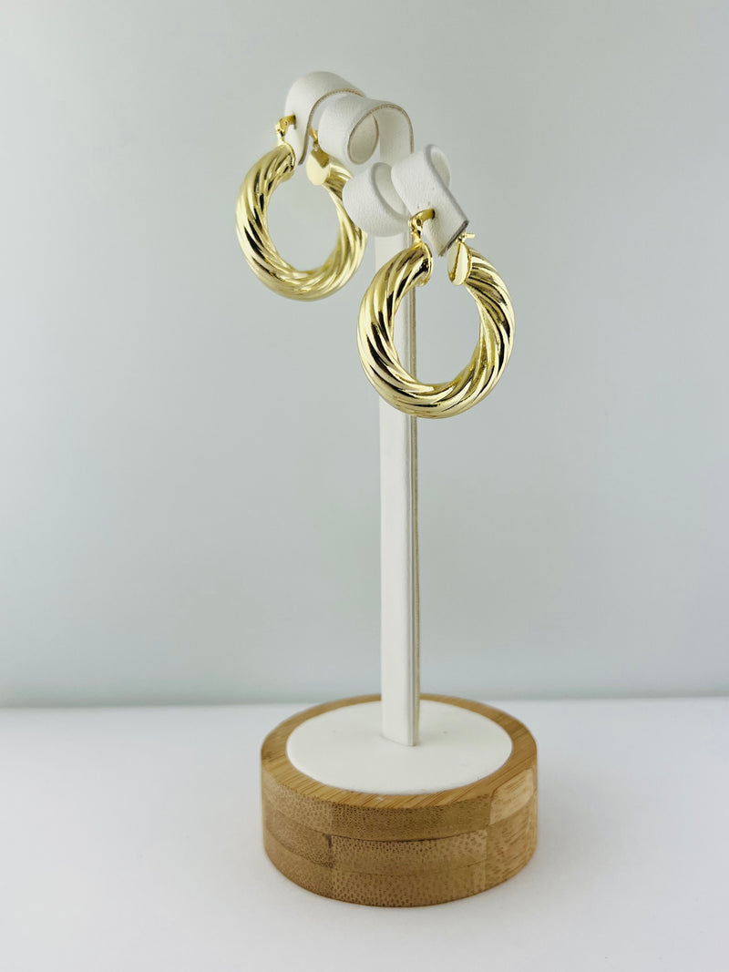 C.Z Rhodium Plated Crystal Huggie Earring (Two sizes)